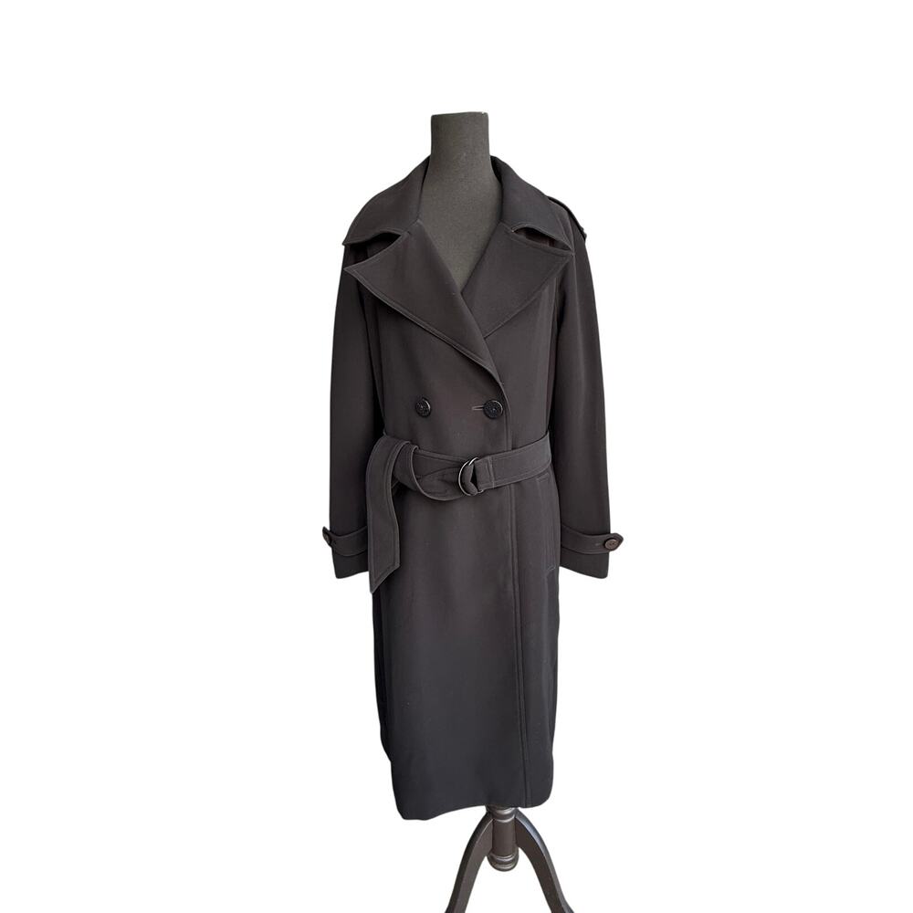MYCRA PAC black Rain Coat  - Trench Double Breasted Classy EUC Sz 1 S/M